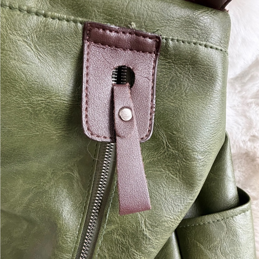 Olive Green Leather Backpack